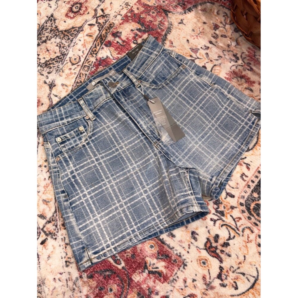 Tractr Brand retro denim faded bleached plaid detail dead stock